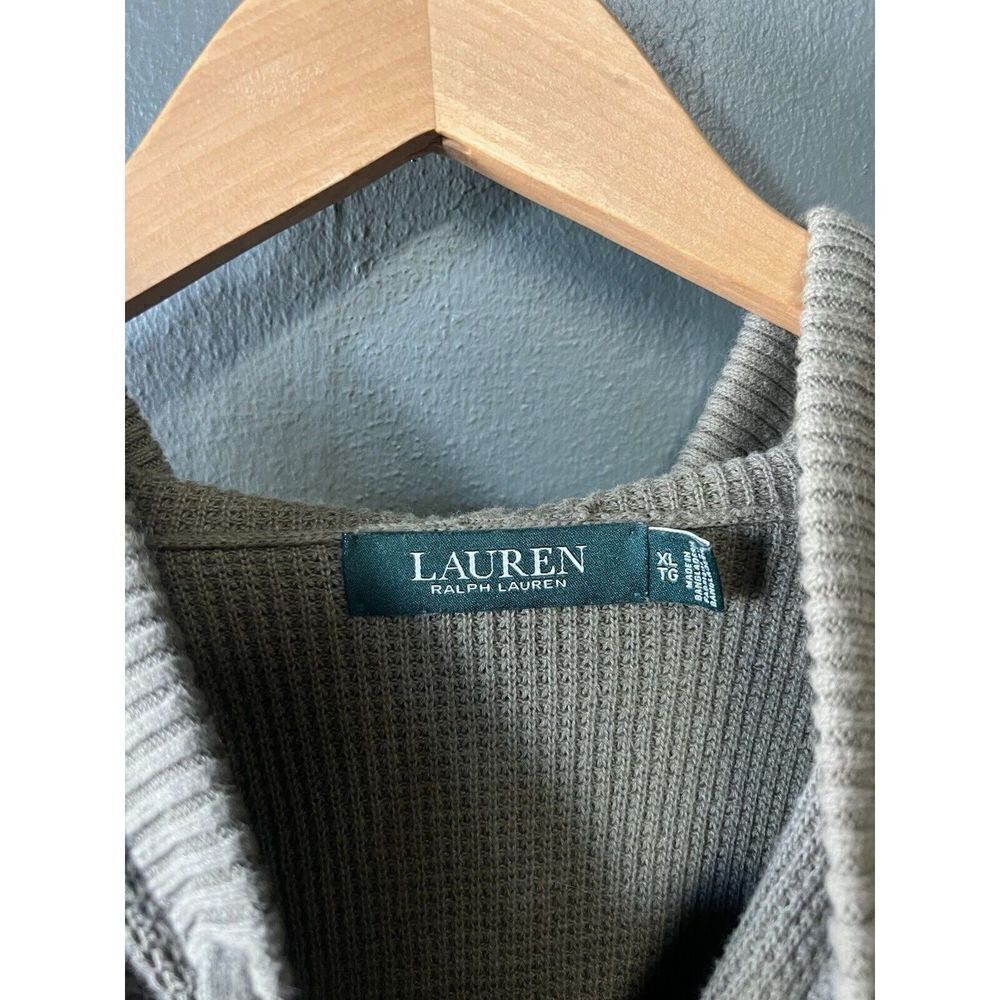 Lauren Ralph Lauren Womens Green Knit Waffled Hooded Sweatshirt Size XL - Picture 3 of 3